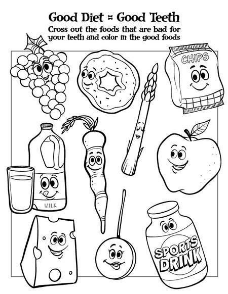 Good Diet, Healthy Foods Activity Sheet - Pediatric Dentist in Portage, MI