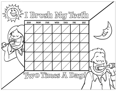 Black and White Brushing Chart for Children - Pediatric Dentist in Portage, MI
